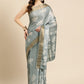 Gray Silk Blend Digital Print Floral Saree with Unstitched Blouse - Hiral Fashion | Swadesiicart