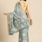 Gray Silk Blend Digital Print Floral Saree with Unstitched Blouse - Hiral Fashion | Swadesiicart