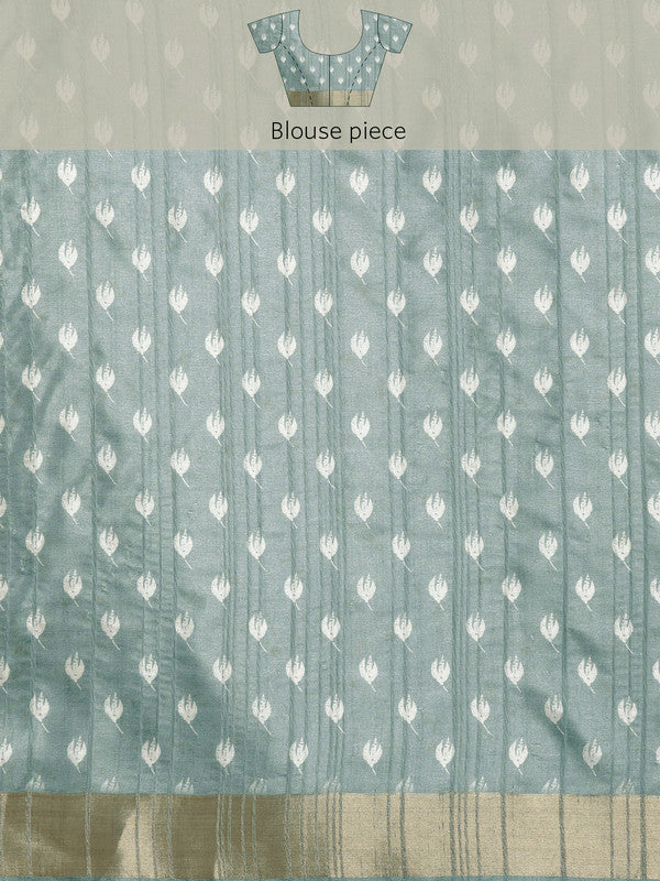 Gray Silk Blend Digital Print Floral Saree with Unstitched Blouse - Hiral Fashion | Swadesiicart