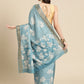 Turquoise Silk Blend Digital Print Floral Saree with Unstitched Blouse - Hiral Fashion | Swadesiicart