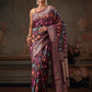 Hiral Fashion Purple Jamdani Cotton Floral Woven Thread Saree | Swadesiicart