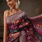Hiral Fashion Purple Jamdani Cotton Floral Woven Thread Saree | Swadesiicart