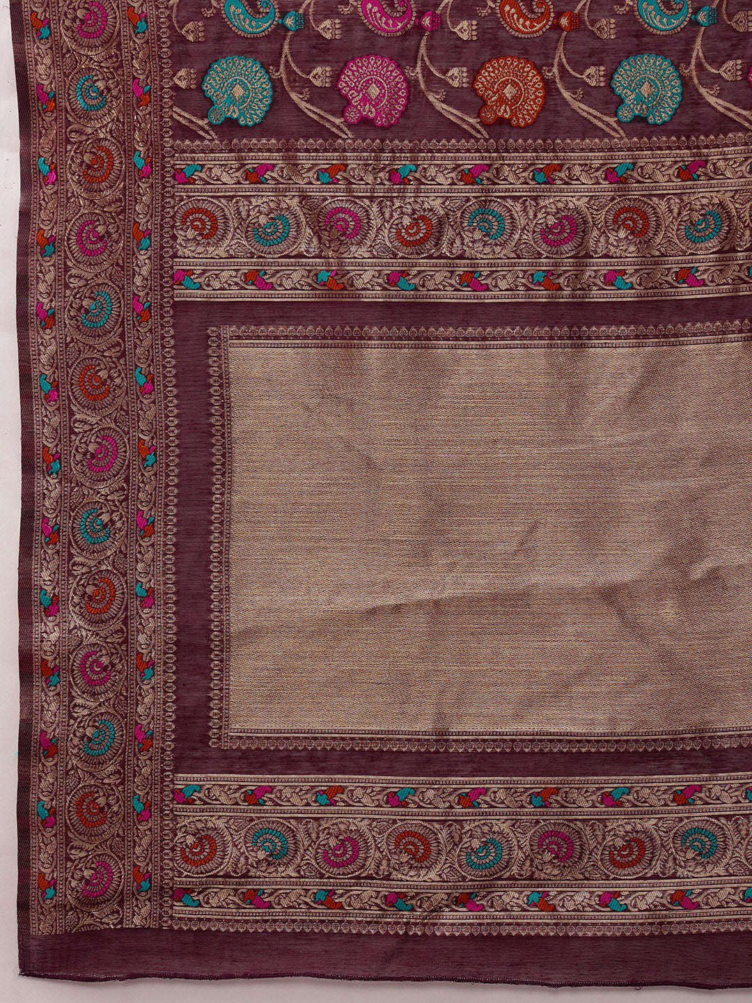 Hiral Fashion Purple Jamdani Cotton Floral Woven Thread Saree | Swadesiicart