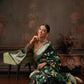 Hiral Fashion Green Jamdani Cotton Floral Woven Thread Saree | Swadesiicart
