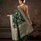 Hiral Fashion Green Jamdani Cotton Floral Woven Thread Saree | Swadesiicart