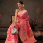 Hiral Fashion Pink Jamdani Cotton Floral Woven Thread Saree | Swadesiicart