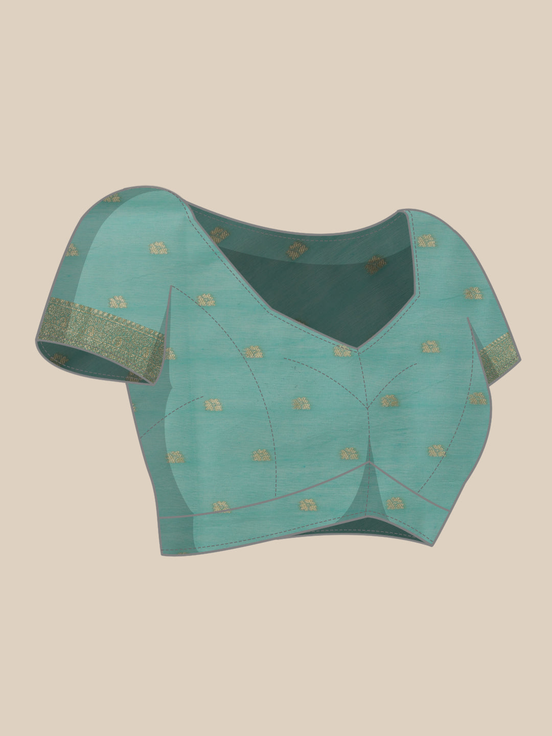 Hiral Fashion Teal Jamdani Cotton Floral Woven Thread Saree | Swadesiicart