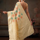 Hiral Fashion Beige Jamdani Cotton Floral Woven Thread Saree | Swadesiicart