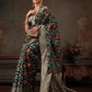Hiral Fashion Black Jamdani Cotton Floral Woven Thread Saree | Swadesiicart