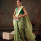Hiral Fashion Lime Green Jamdani Cotton Floral Woven Thread Saree | Swadesiicart
