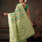 Hiral Fashion Lime Green Jamdani Cotton Floral Woven Thread Saree | Swadesiicart