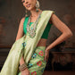 Hiral Fashion Lime Green Jamdani Cotton Floral Woven Thread Saree | Swadesiicart
