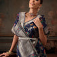 Hiral Fashion Navy Blue Jamdani Cotton Floral Woven Thread Saree | Swadesiicart