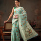 Hiral Fashion Teal Jamdani Cotton Floral Woven Thread Saree | Swadesiicart