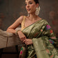 Hiral Fashion Green Jamdani Cotton Floral Woven Thread Saree | Swadesiicart