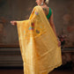 Hiral Fashion Mustard Jamdani Cotton Floral Woven Thread Saree | Swadesiicart