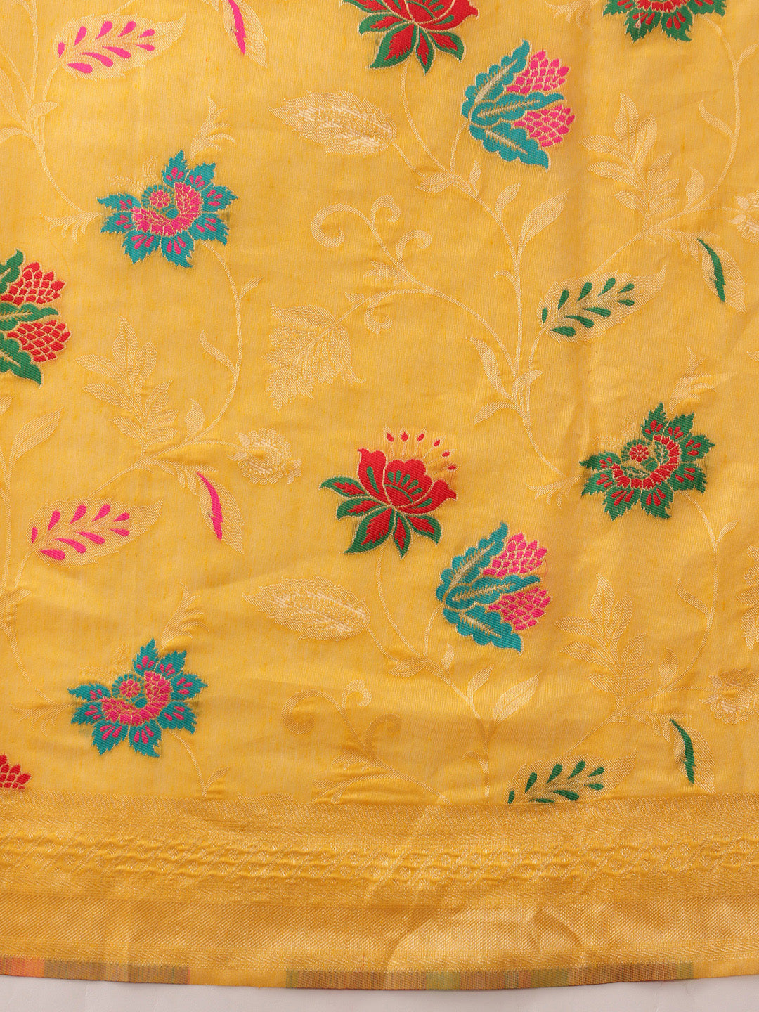 Hiral Fashion Mustard Jamdani Cotton Floral Woven Thread Saree | Swadesiicart