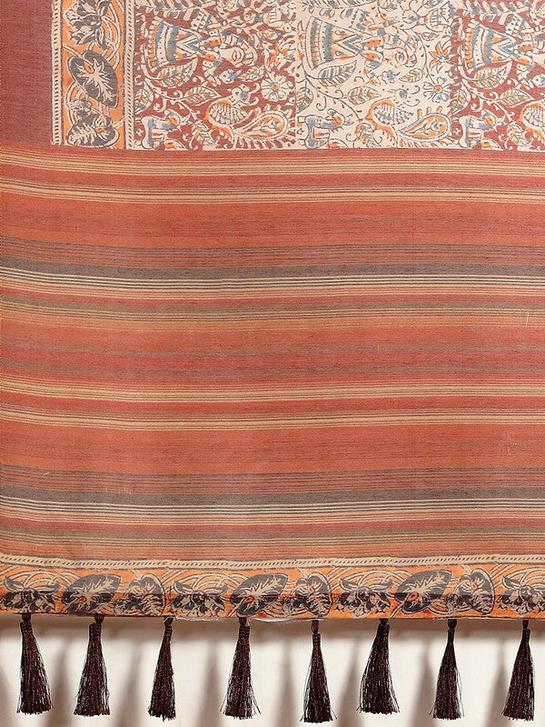 Multicolor Pure Cotton Printed Floral Saree with Unstitched Blouse - Hiral Fashion | Swadesiicart