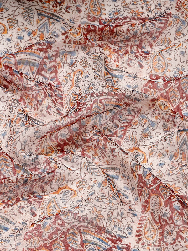 Multicolor Pure Cotton Printed Floral Saree with Unstitched Blouse - Hiral Fashion | Swadesiicart