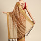Brown Silk Cotton Printed Floral Saree with Unstitched Blouse - Hiral Fashion | Swadesiicart