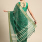 Green Silk Cotton Printed Floral Saree with Unstitched Blouse - Hiral Fashion | Swadesiicart