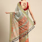 Gray Silk Cotton Printed Striped Saree with Unstitched Blouse - Hiral Fashion | Swadesiicart