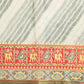 Gray Silk Cotton Printed Striped Saree with Unstitched Blouse - Hiral Fashion | Swadesiicart