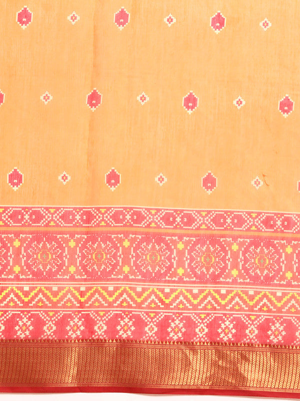 Mustard Silk Cotton Printed Floral Saree with Unstitched Blouse - Hiral Fashion | Swadesiicart