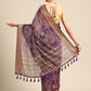 Purple Silk Cotton Printed Floral Saree with Unstitched Blouse - Hiral Fashion | Swadesiicart