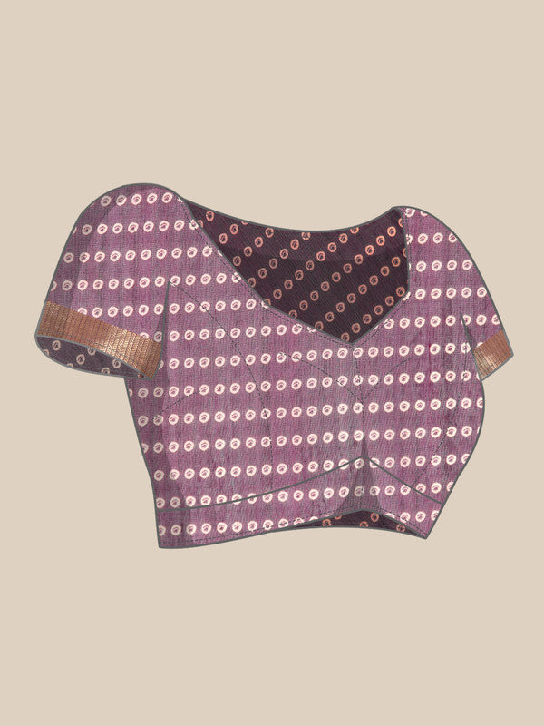 Purple Silk Cotton Printed Floral Saree with Unstitched Blouse - Hiral Fashion | Swadesiicart