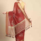 Red Silk Cotton Printed Floral Saree with Unstitched Blouse - Hiral Fashion | Swadesiicart
