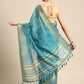 Turquoise Silk Cotton Printed Floral Saree with Unstitched Blouse - Hiral Fashion | Swadesiicart