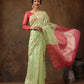 Green Cotton Woven Zari Design Floral Saree with Unstitched Blouse - Hiral Fashion | Swadesiicart