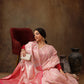Pink Cotton Woven Zari Design Floral Saree with Unstitched Blouse - Hiral Fashion | Swadesiicart