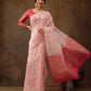 Pink Cotton Woven Zari Design Floral Saree with Unstitched Blouse - Hiral Fashion | Swadesiicart