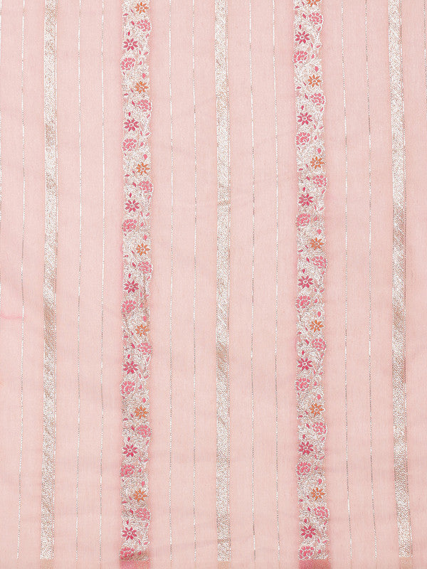 Pink Cotton Woven Zari Design Floral Saree with Unstitched Blouse - Hiral Fashion | Swadesiicart