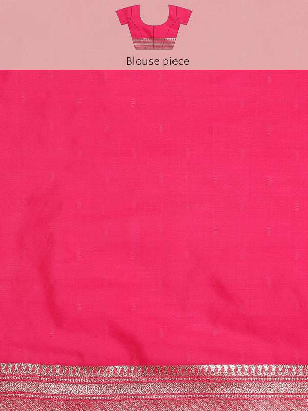 Pink Cotton Woven Zari Design Floral Saree with Unstitched Blouse - Hiral Fashion | Swadesiicart