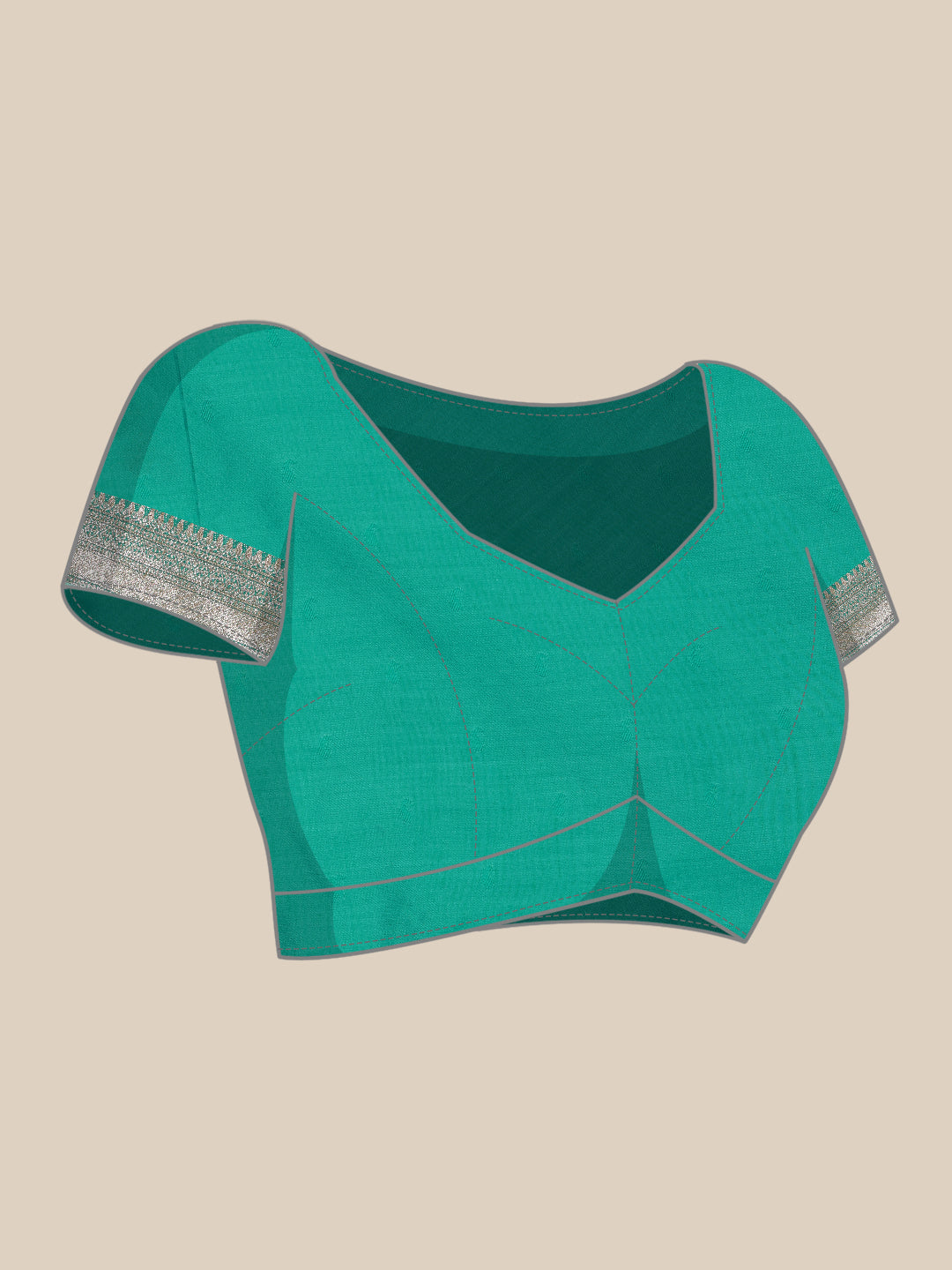 Turquoise Cotton Woven Zari Design Floral Saree with Unstitched Blouse - Hiral Fashion | Swadesiicart