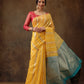 Yellow Cotton Woven Zari Design Floral Saree with Unstitched Blouse - Hiral Fashion | Swadesiicart