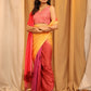 Multicolor Silk Blend Printed Solid Saree with Unstitched Blouse - Hiral Fashion | Swadesiicart