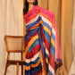 Multicolor Silk Blend Printed Striped Saree with Unstitched Blouse - Hiral Fashion | Swadesiicart