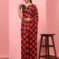 Red Silk Blend Printed Striped Saree with Unstitched Blouse - Hiral Fashion | Swadesiicart