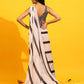 White Silk Blend Printed Striped Saree with Unstitched Blouse - Hiral Fashion | Swadesiicart