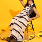 White Silk Blend Printed Striped Saree with Unstitched Blouse - Hiral Fashion | Swadesiicart