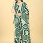 Green Cotton Blend Printed Striped Saree with Unstitched Blouse - Hiral Fashion | Swadesiicart