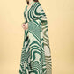 Green Cotton Blend Printed Striped Saree with Unstitched Blouse - Hiral Fashion | Swadesiicart