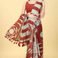 Maroon Cotton Blend Printed Geomatric Saree with Unstitched Blouse - Hiral Fashion | Swadesiicart