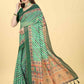 Multicolor Cotton Blend Printed Striped Saree with Unstitched Blouse - Hiral Fashion | Swadesiicart