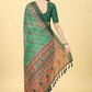 Multicolor Cotton Blend Printed Striped Saree with Unstitched Blouse - Hiral Fashion | Swadesiicart