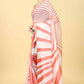 Red Cotton Blend Printed Striped Saree with Unstitched Blouse - Hiral Fashion | Swadesiicart